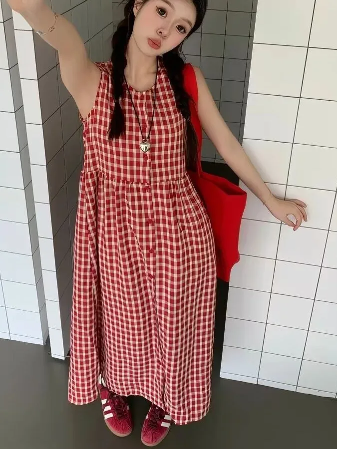 

Уникальное женское длинное платье без рукавов в японском стиле, облегающее, с эффектом утяжки живота, красивое повседневное хлопковое платье А-силуэта