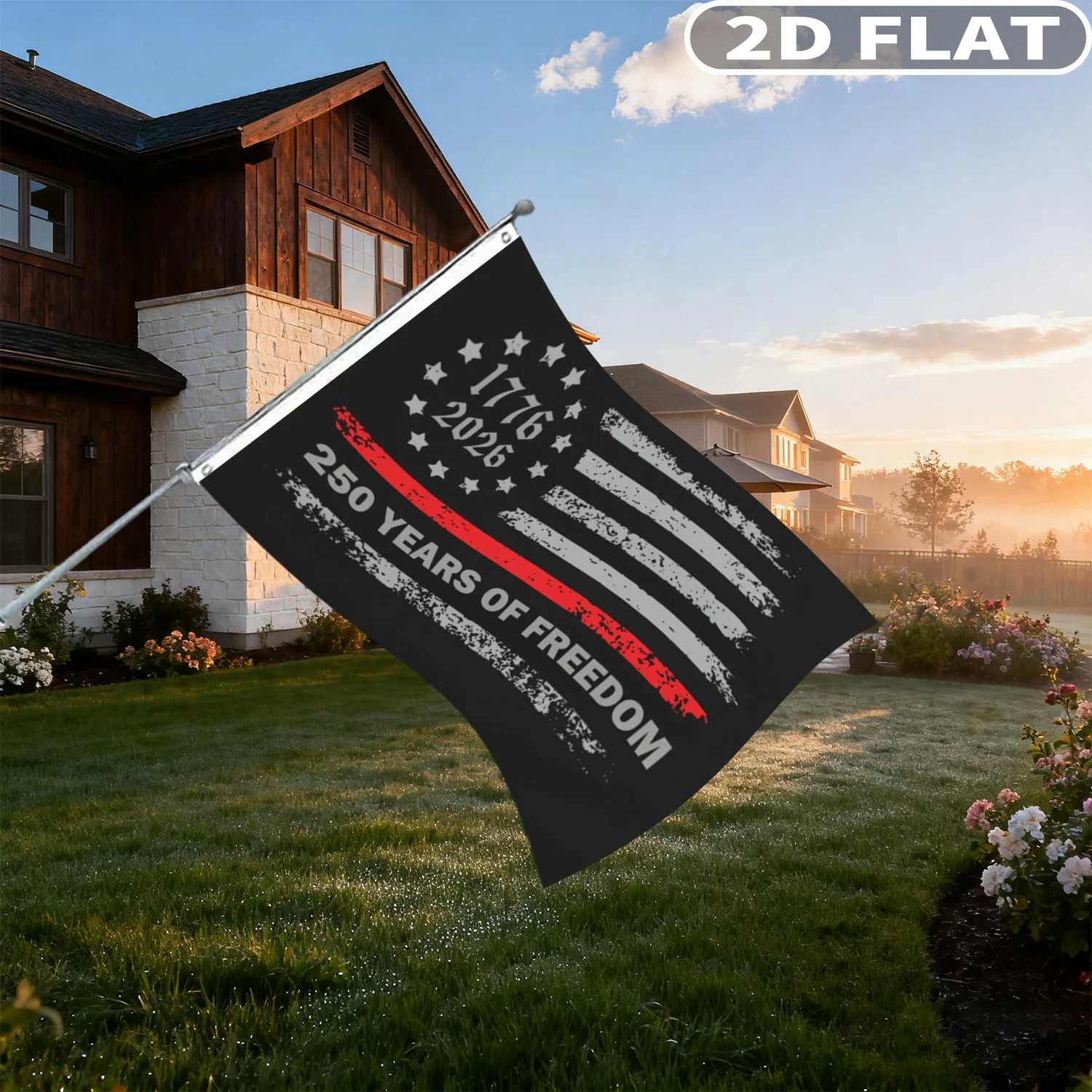 

1pc 2D FLAT 1776-2026 250 Years OF Freedom Flag, Single Sided Polyester Patriotic Yard Flag - 250th Party Decor, No power need