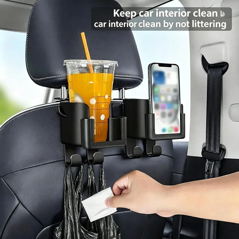 Multifunctional Car Seat Back Organizer With Cup Holder Hooks And Phone Mount Saving Space Fits Most Vehicles Automotive Parts