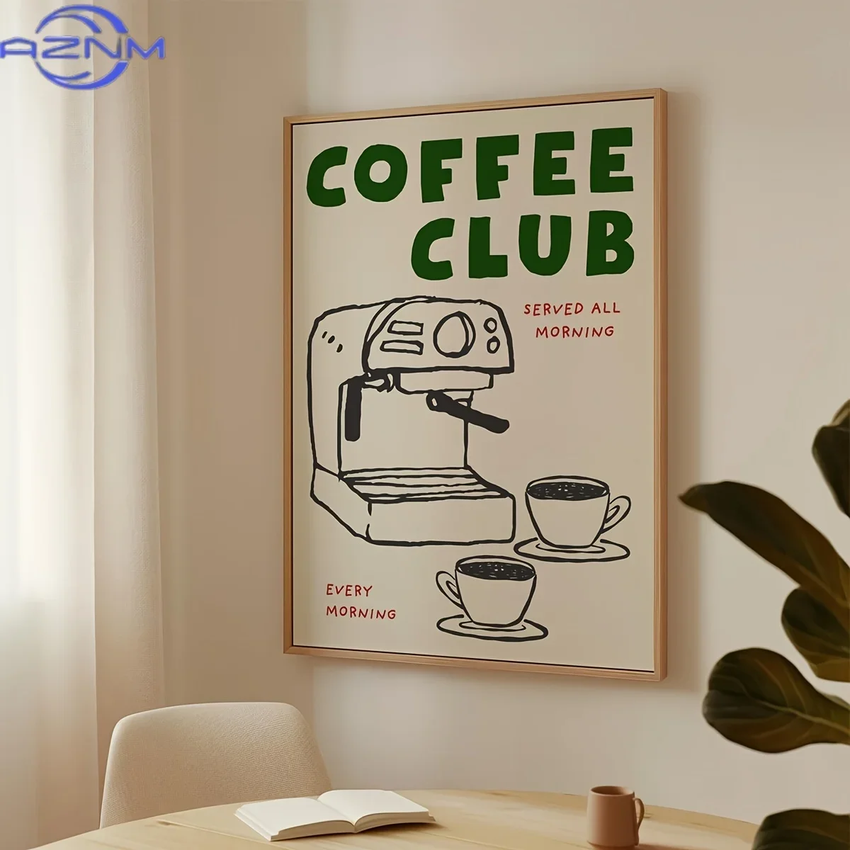 Cartoon Animal Text Art Coffee Print Painting Minimalist Wall Art Room Decoration Canvas Poster Prints Coffee Lover Gift Poster view 3