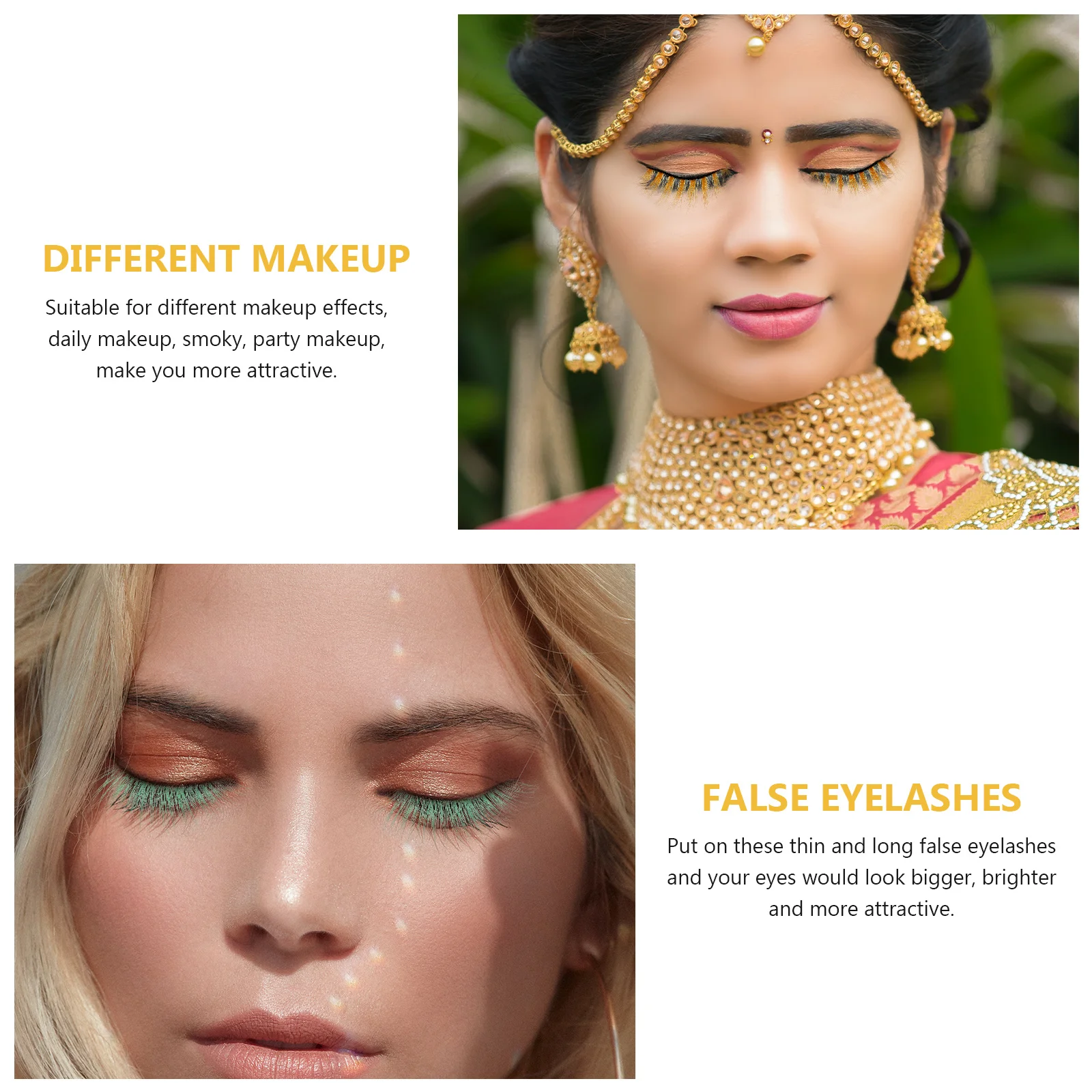 رموش ملونة ثلاثية الأبعاد رموش كثيفة للحفلات رموش اصطناعية ماكياج الهالوين تأثيري اكسسوارات العين حية