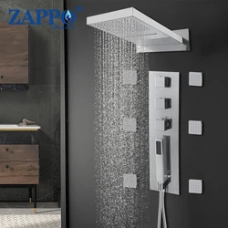 ZAPPO 4 Functions Shower System Bathroom Shower Faucet Set Bathtub Wall Mount SPA Rainfall Tap Hot Cold Mixer Luxury Faucets