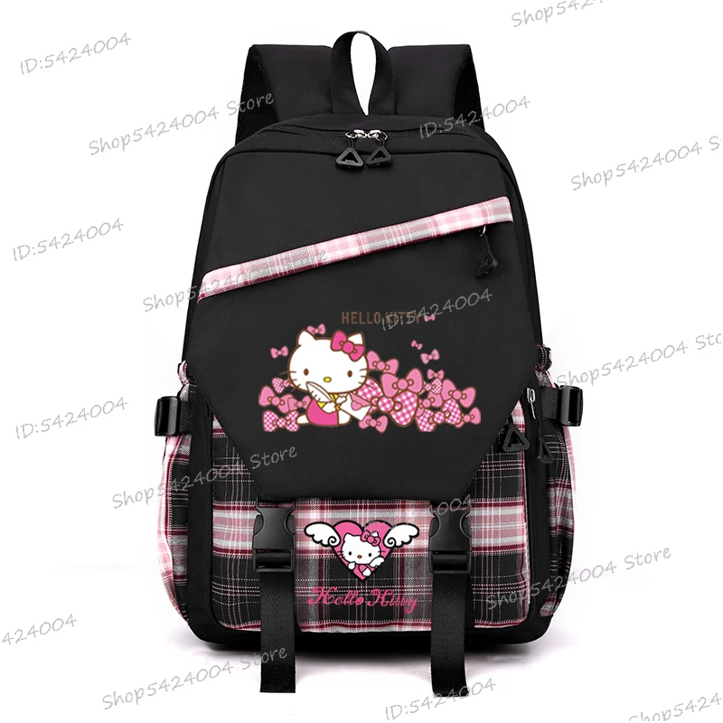 

Hello Kitty Backpack for Teen Girls Boys Mochilas Para Estudiantes Cartoon Miniso Hello Kitty School Bag Women Men Anime Bagpack