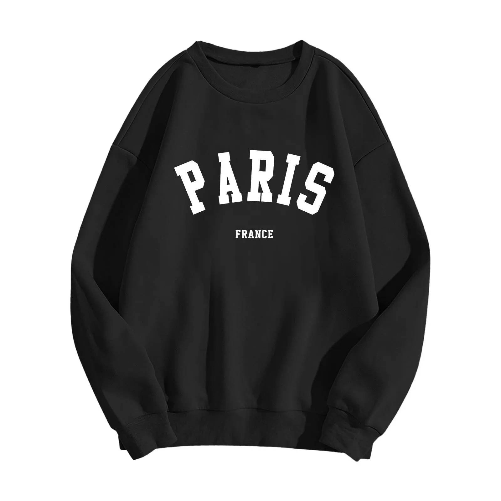 Vintage Letter Print Graphic Women Loose Designer Luxury Casual Paris Sweatshirt For Women Long Sleeve O-Neck Pullover Tops