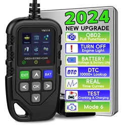 OBD2 Scanner Diagnostic Tool, Car Check Engine, Check Engine Code Reader with Reset, Battery Test, Mode 6, OBDII/EOBD Scan Tools