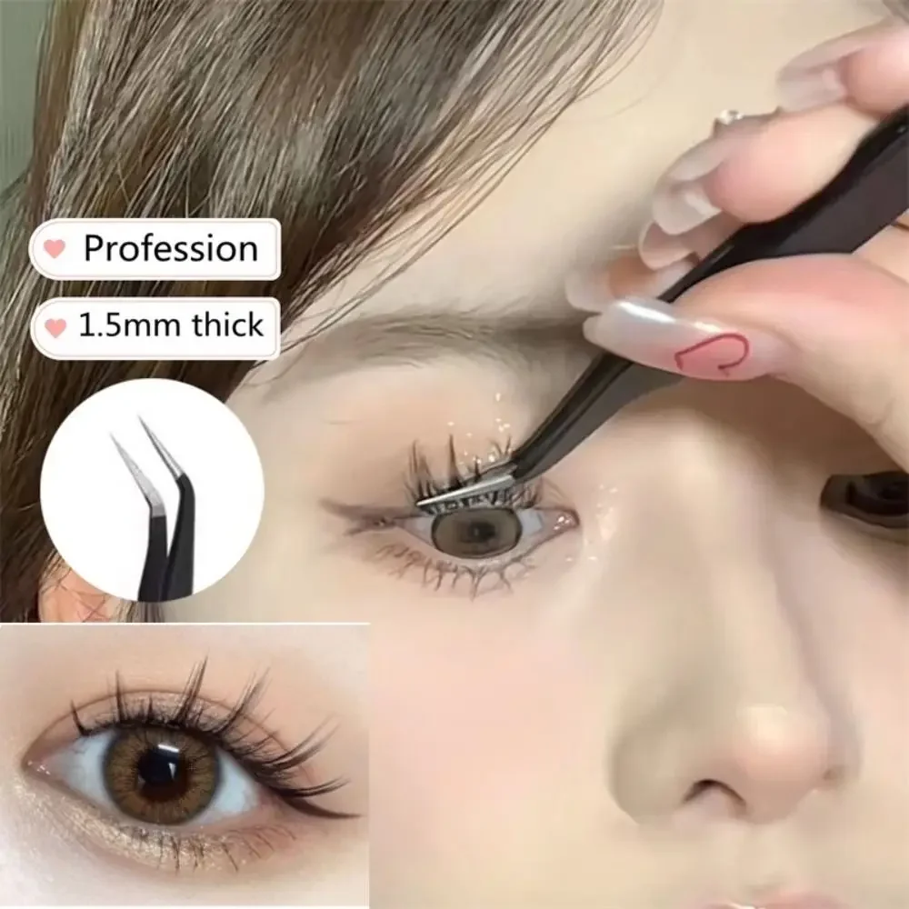 Rechte pincet Wimperkruller Oogmake-up Gereedschap Wimperverlenging Rechte en gebogen roestvrijstalen pincet Wimperkruller