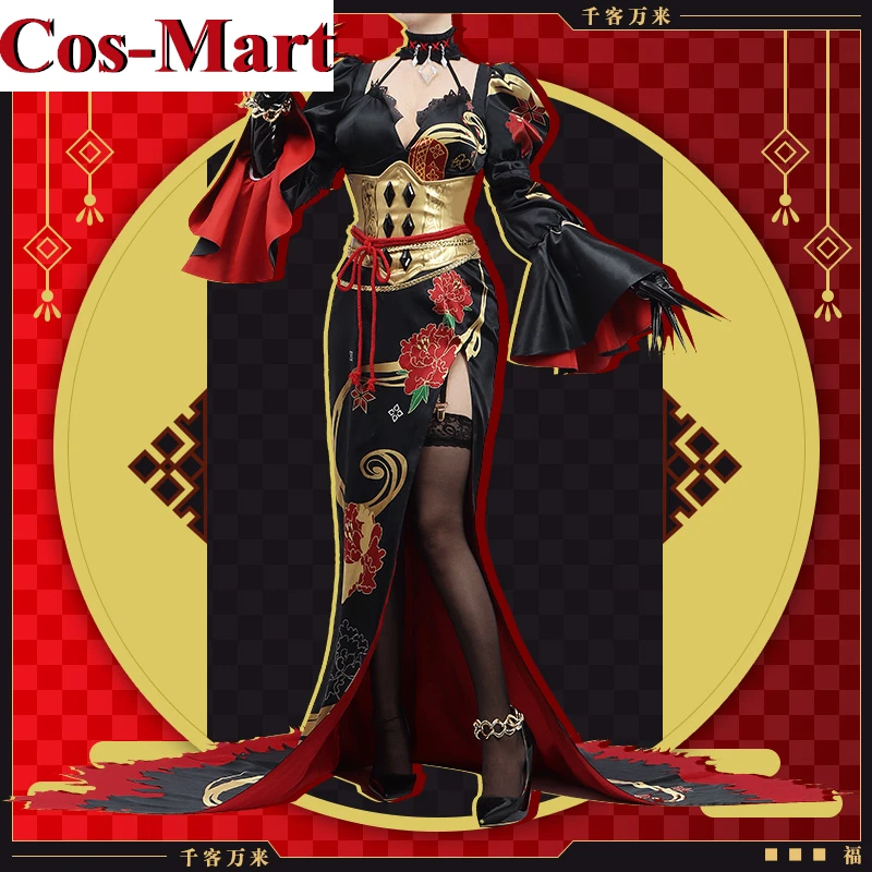 Cos-Mart [Customized] Anime Vtuber Nijisanji Ethyria Nina Cosplay Costume Black Uniform Dress Activity Party Role Play Clothing