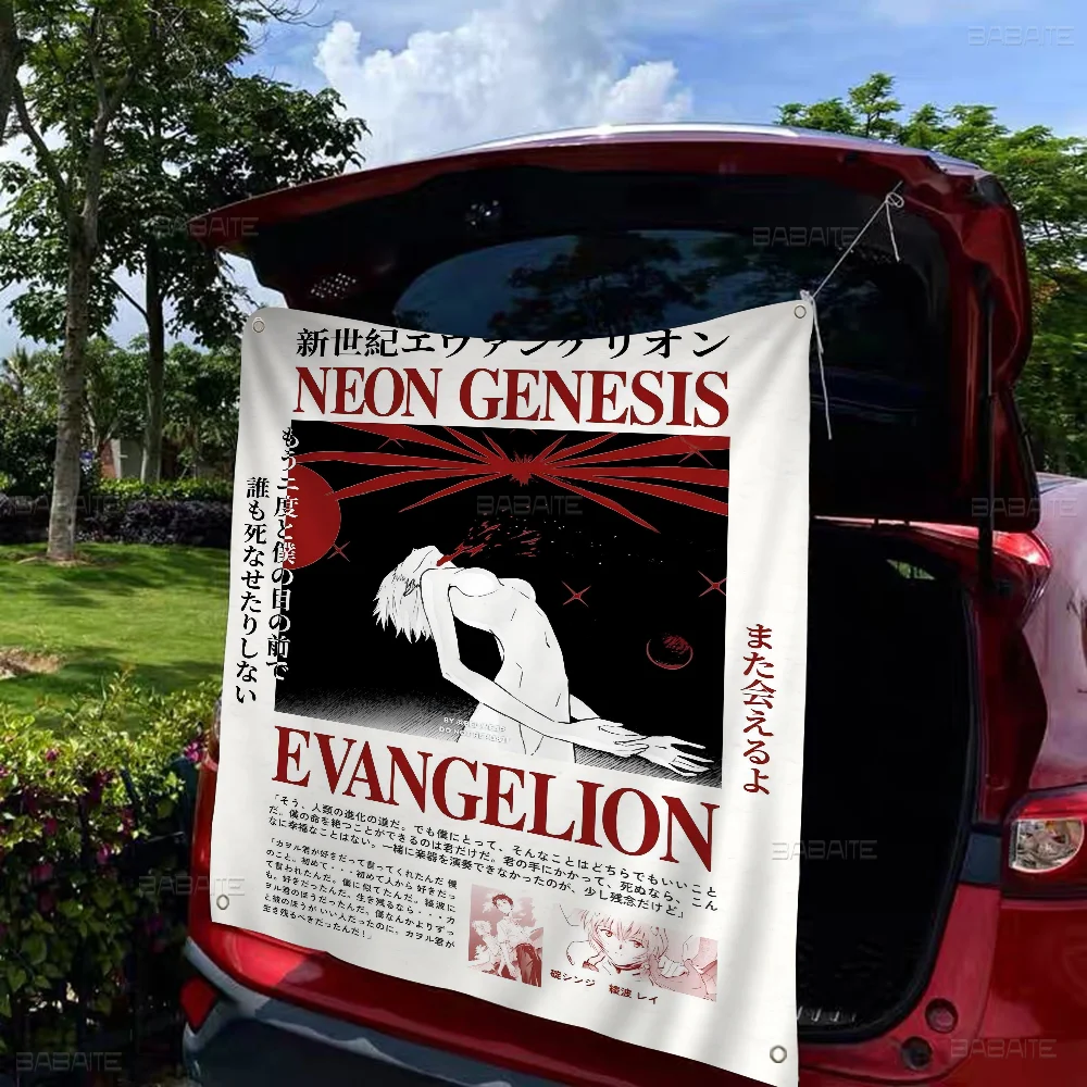 E-Evangelion Anime  Printed Large Flag Art Science Fiction Room Home Decor Decor Banner