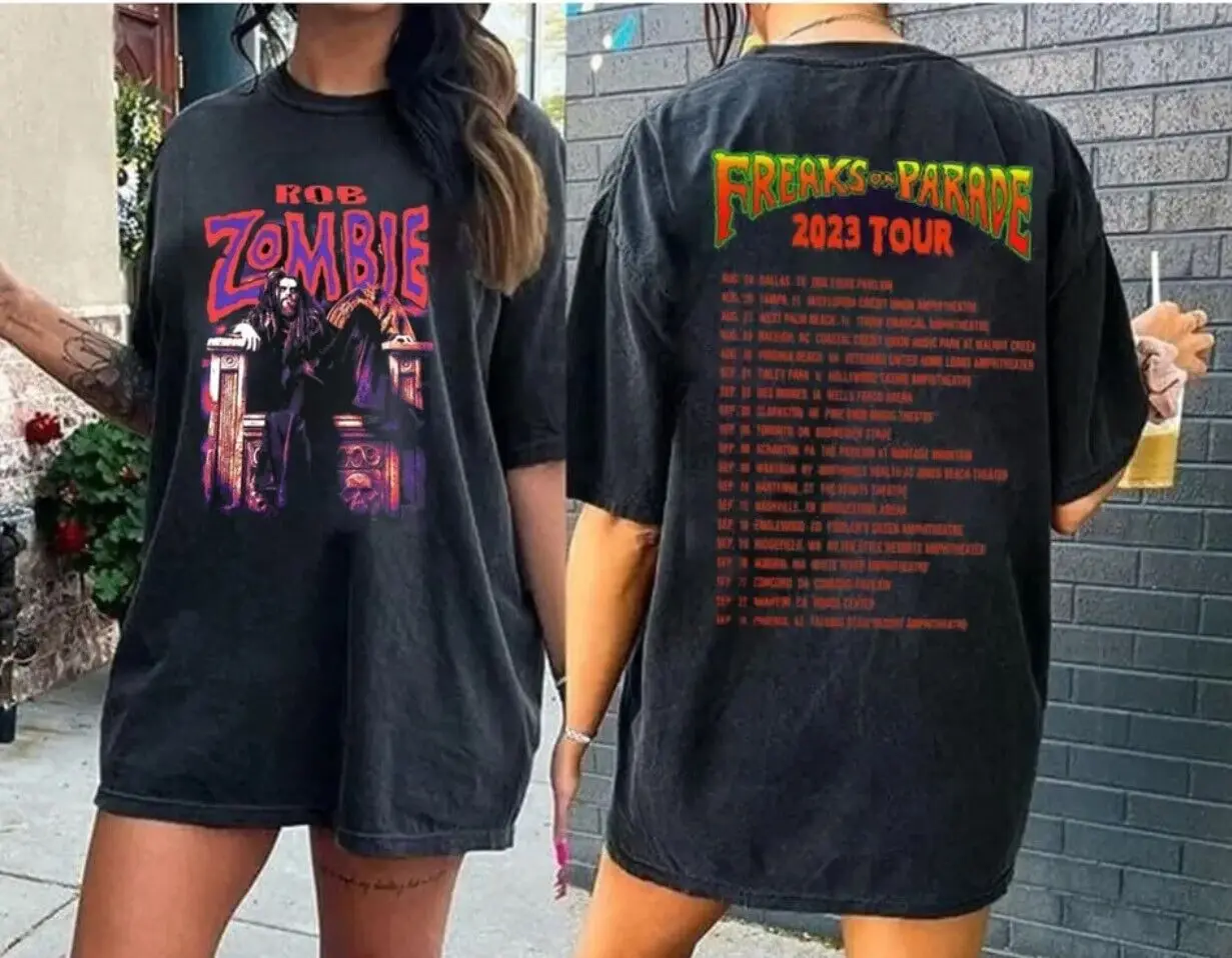 Rob Zombie Freaks On Parade Tour 2023 2 Sided T Shirt