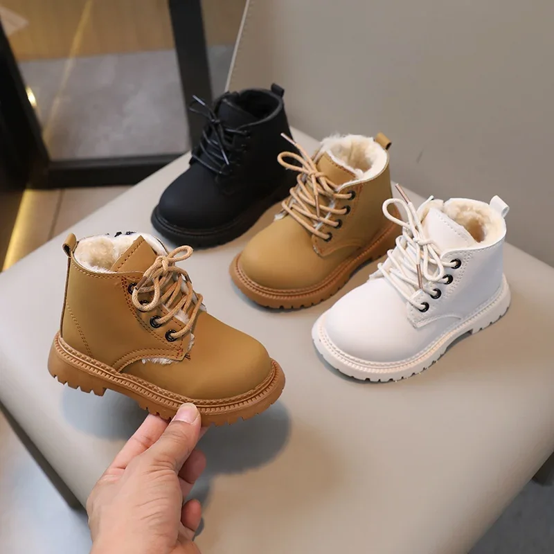 2025 New Children's Shoes Warm Short Boots Suitable for Boys and Girls, Anti slip, Comfortable, Simple Side Zipper Design Winter