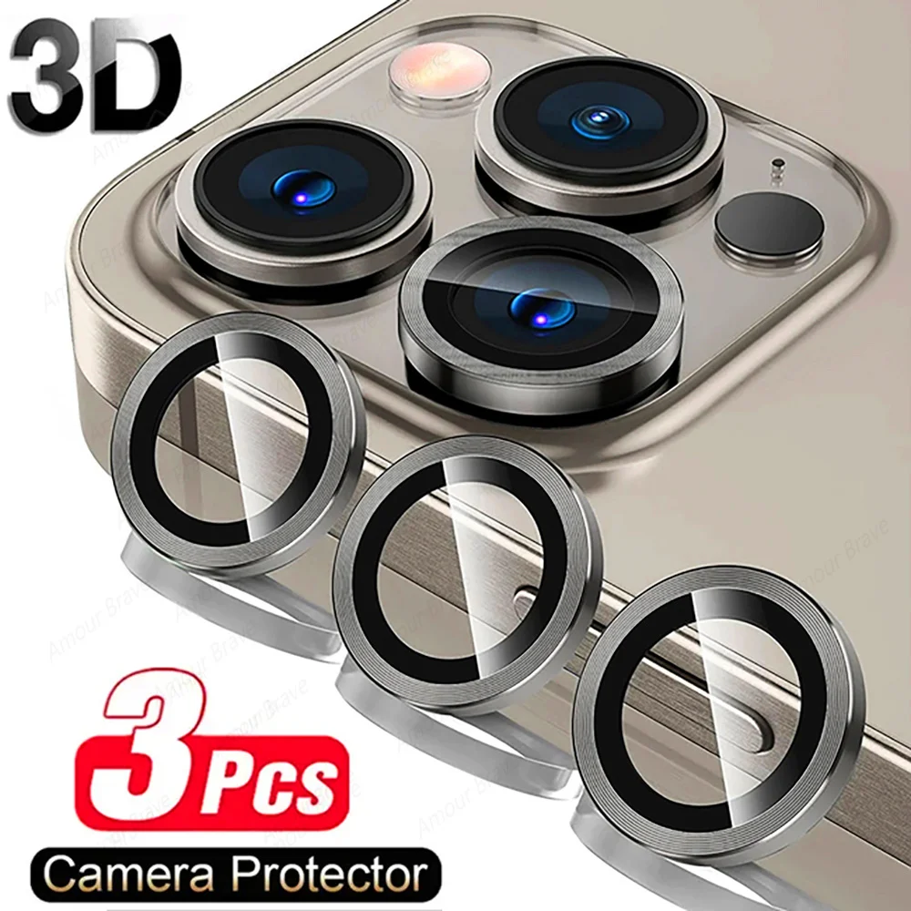 Camera Lens Protector For IPhone 15 12 11 13 14 Pro Max Mini 15 Plus Metal Ring Lens Glass For Iphone 15 Pro Max Accessories