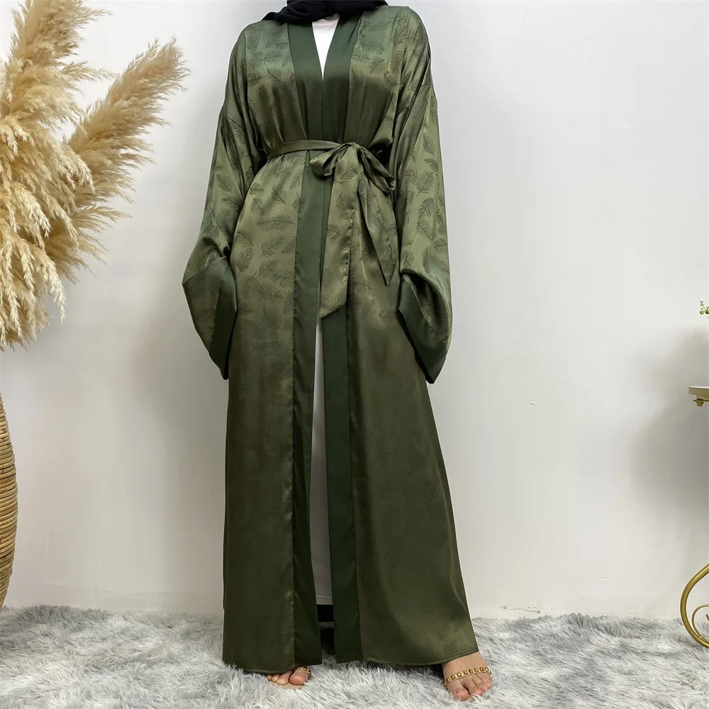 

Eid Djellaba Open Abaya Satin Ramadan Dubai Turkey Kaftan Muslim Women Dress Kimono Cardigan Islamic Jalabiya Robe Gown Kebaya