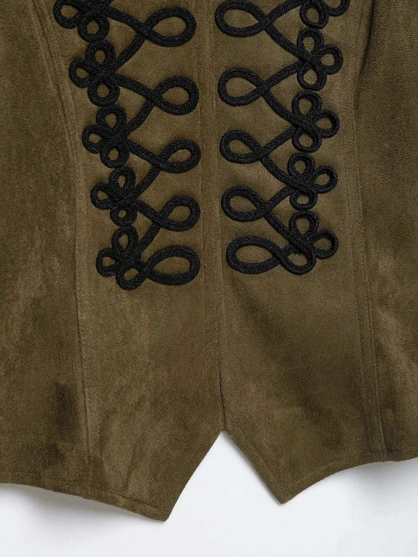 KONDALA Vintage Chic Wildleder Damenjacken O-Ausschnitt Einreihig Langarm Kurzes Oberteil Mode 2026 Herbst Winter Urlaubsmantel – Detail 8