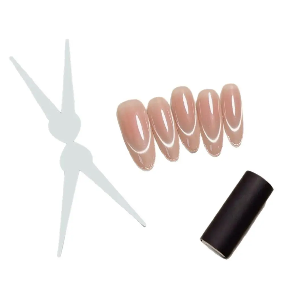 Magnete per smalto gel con effetto V fai-da-te a doppia testa Set di magneti per nail art francese Set di aste magnetiche per occhi di gatto Combinazione di nail art