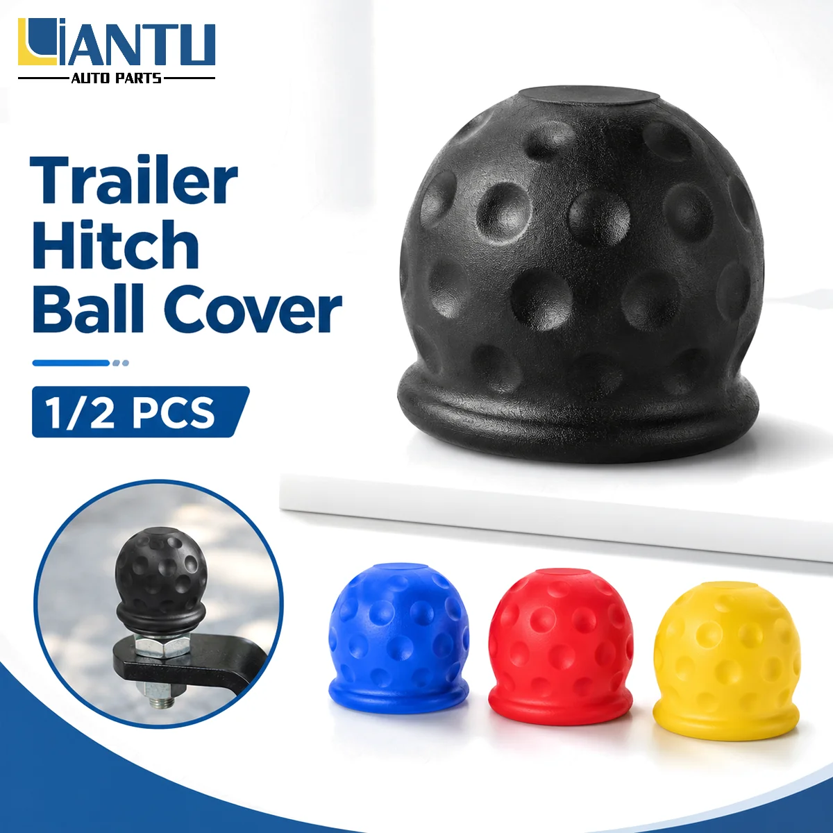 1/2pcs Car Trailer Ball Cover Rubber Towing Rod Ball Cover Dustproof And Waterproof Protective Cover Parts In Multiple Colors
