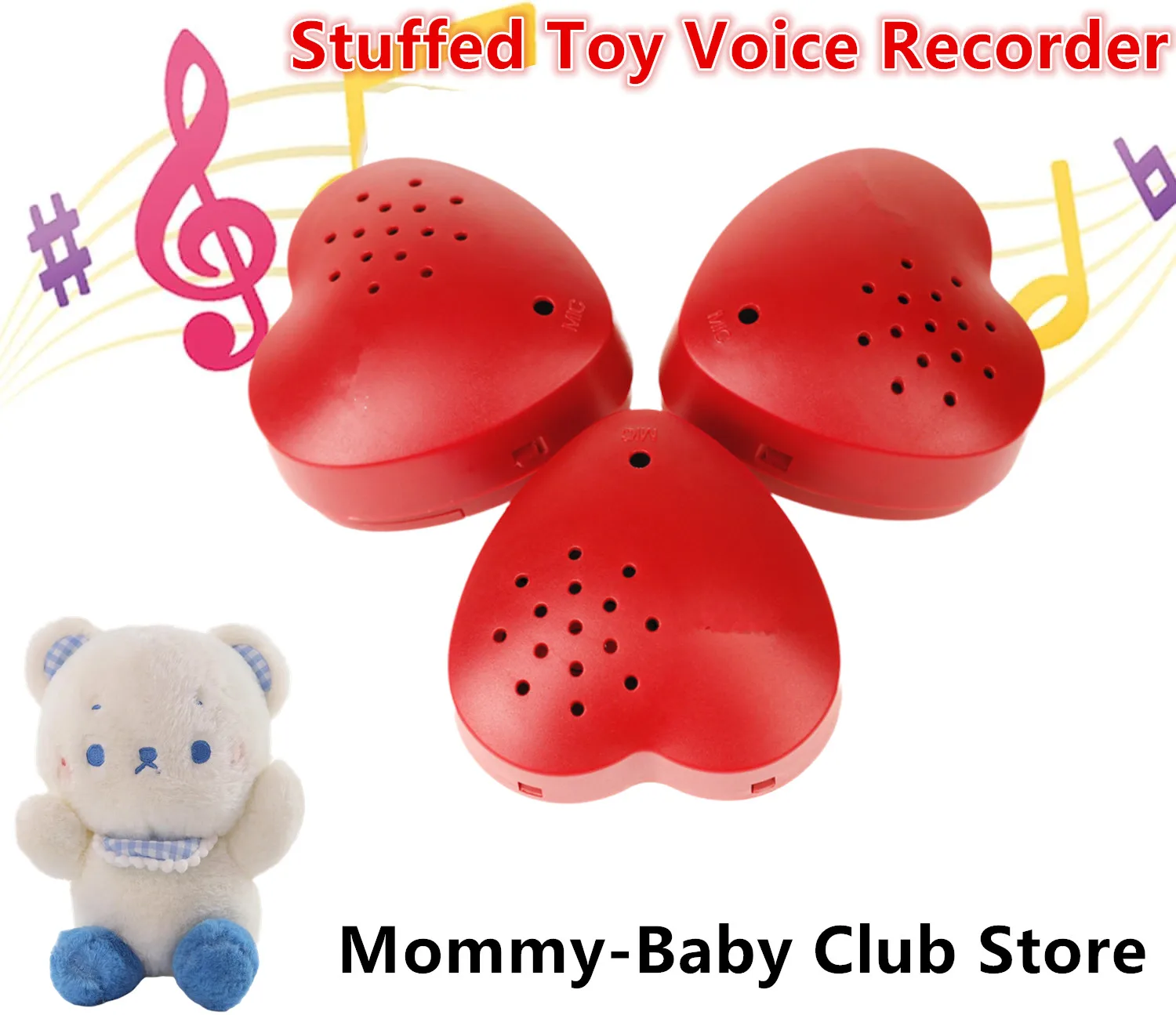 3 Pcs Cute Bear Voice Recorder Mini Recorder Programmable Sound Button 30 Seconds Recording For Plush Toy Stuffed Animals Doll