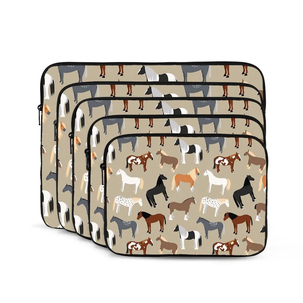 Horse Breeds Pattern Notebook Laptop Bag Case Pouch Notebook Sleeve Cover Bag Tablet Shockproof Case Bag