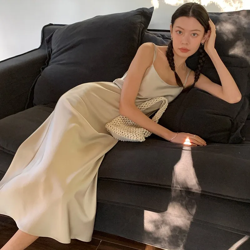 

Летнее универсальное платье-комбинация Nancy Love Guangzhou Thirteen Steps для женщин, с завышенной талией, А-силуэт, из полиэстера, без рукавов