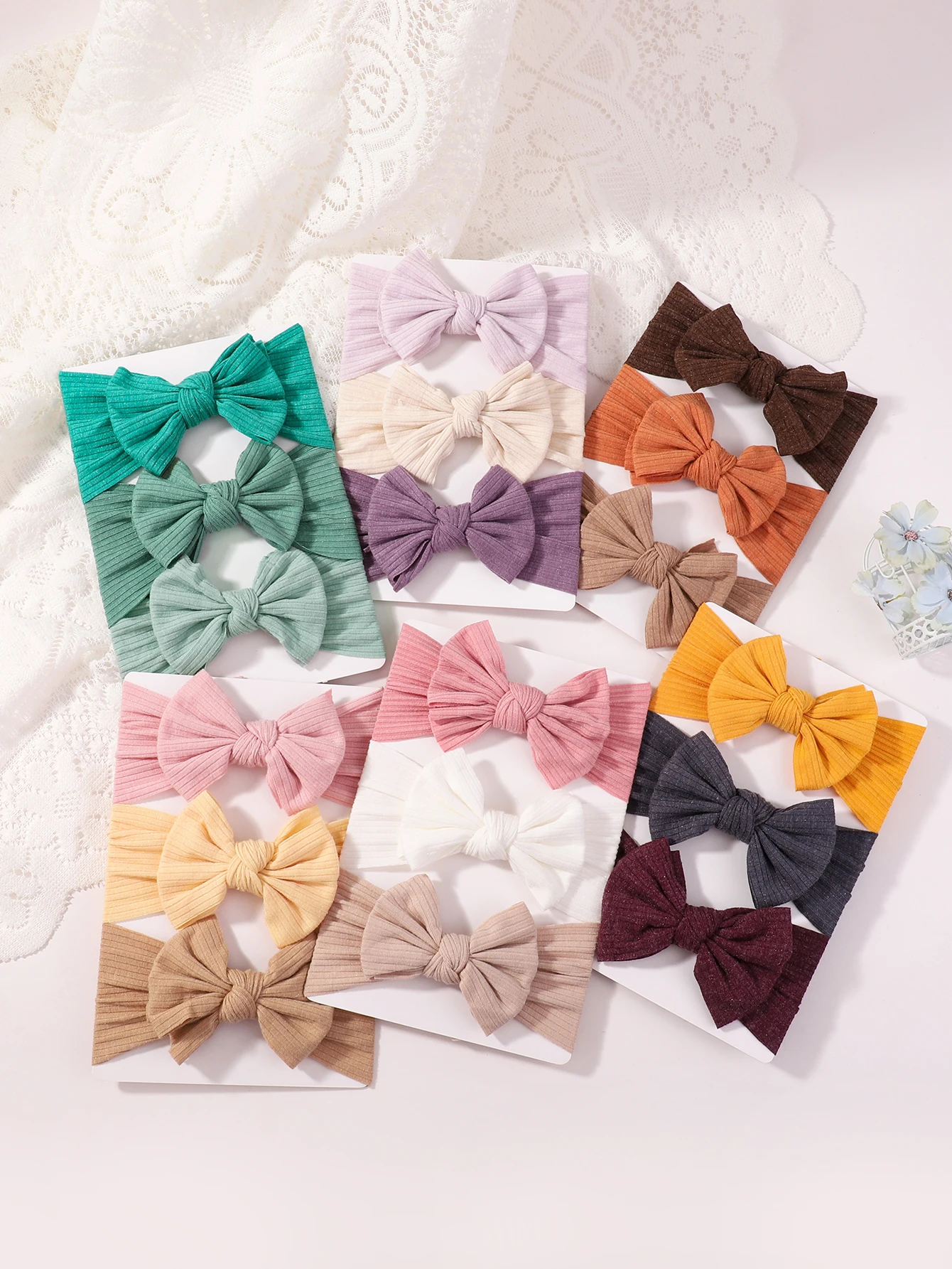 3Pcs Baby Mädchen Weiche Elastische Bögen Stirnband Set Nette Solide Kleinkind Turban Haarband Infant Kinder Headwear Haar Zubehör