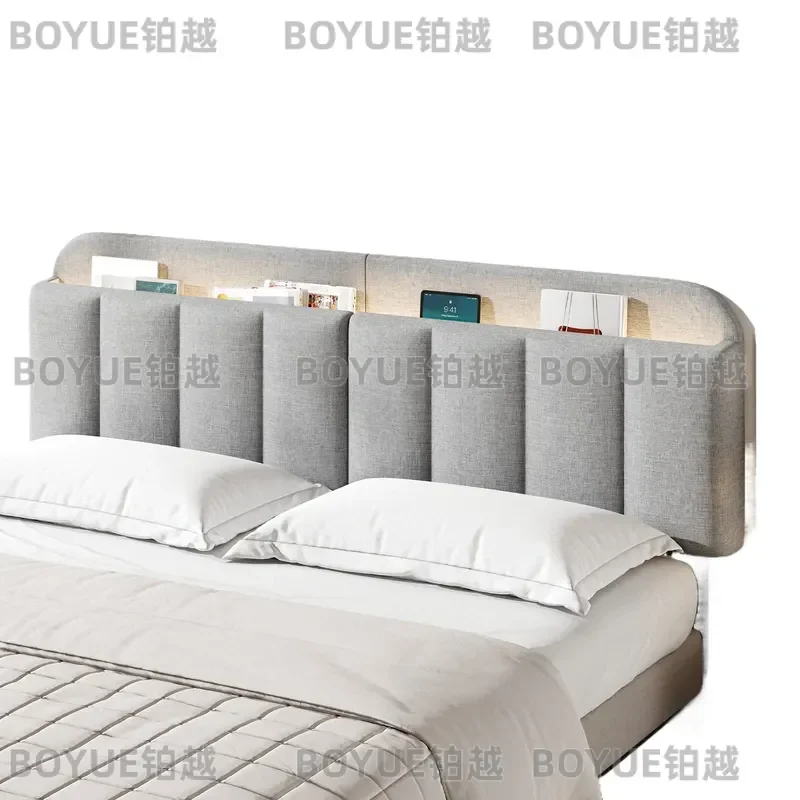 Adjustable Headboard for Full King Size Bed Frame,Linen Fabric Bed Headboard Storage & RGB LED Light in Vertical Channel