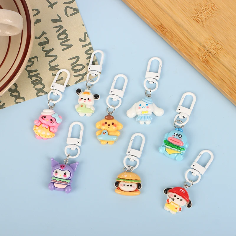 6pcs/set Cartoon Keychain Set Small Gift Girls Cute Student Bag Hanging Card Gift