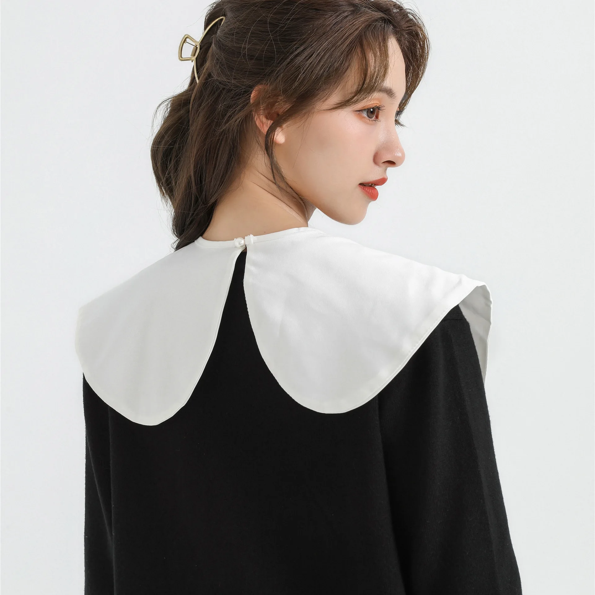 Lapel Bowknots False Collar for Women Blouse Half Shirt Detachable Collar Big Lapel Shoulder Wraps Cape Girls Fake Collar