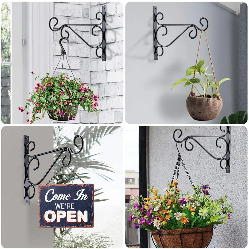 Retro Wrought Iron Wall Hanging Hook Flower Pot Rack Decoration Wall Hanging Basket Storage Bracket Garden Terrace Ornaments