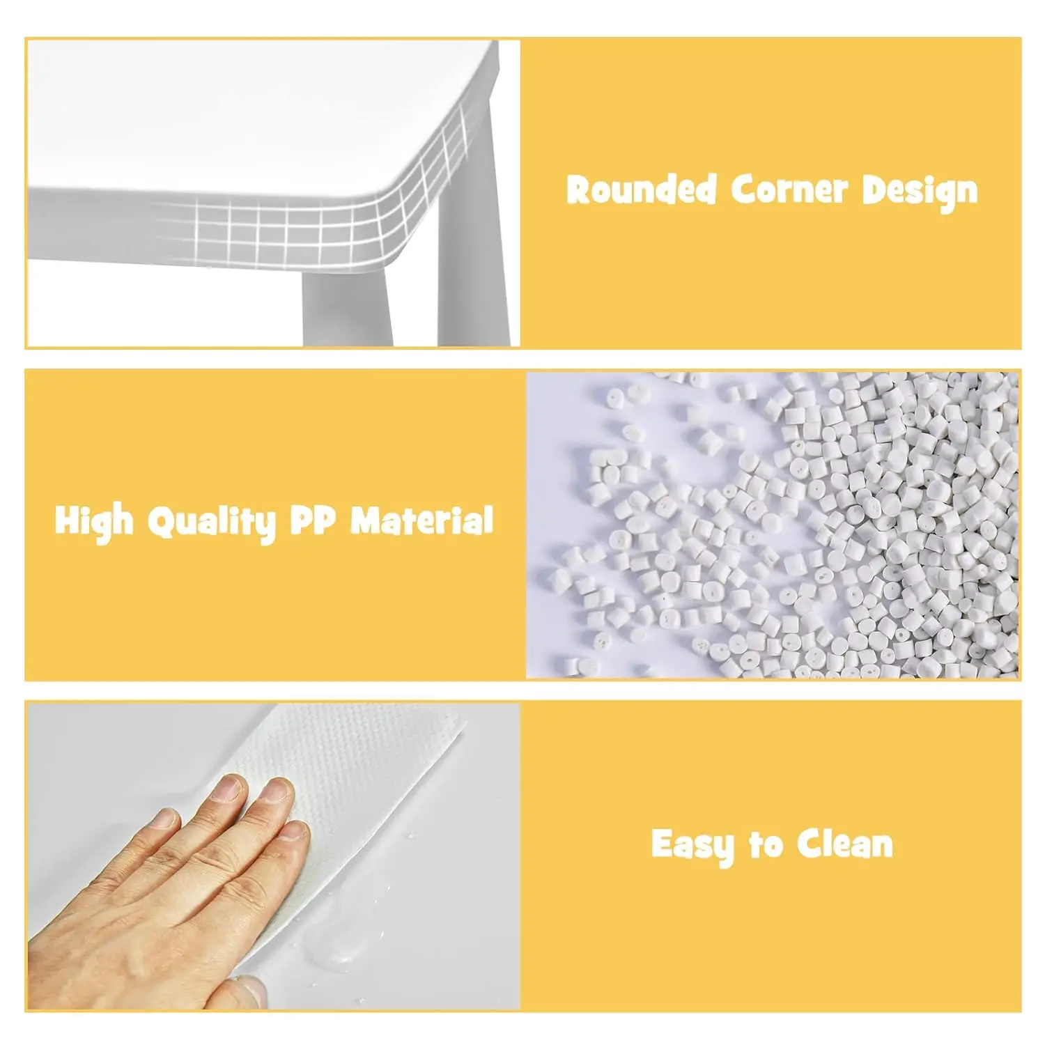 Set tavolo e sedie per bambini, tavolo da attività per bambini in plastica e 2 sedie per artigianato artistico, piano facile da pulire, mobili per bambini in 3 pezzi