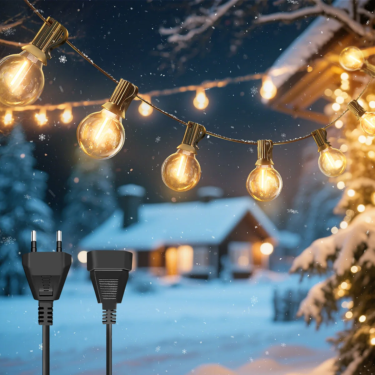 Guirlandes lumineuses d'extérieur G40, ampoules LED étanches et incassables, connectables, pour patio, balcon intérieur, véranda, camping, terrasse