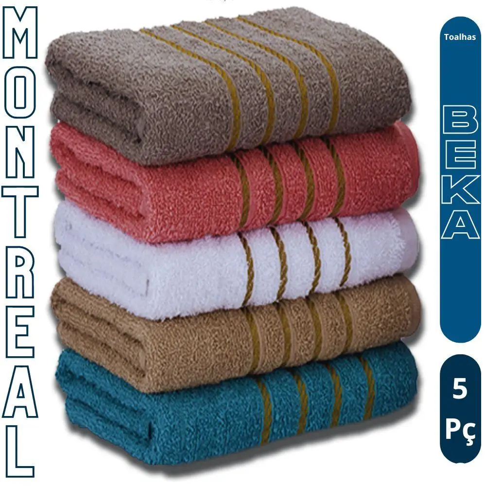 Kit 5 Thick Bath Towels Bathtub 70X140 Montreal Beka High Absorption