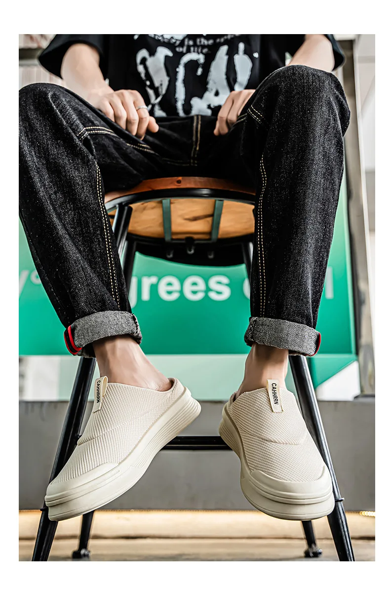 

Men Casual Mesh Mule Sneakers, Breathable Lightweight Platform Slip-On Shoes for Indoor and Outdoor