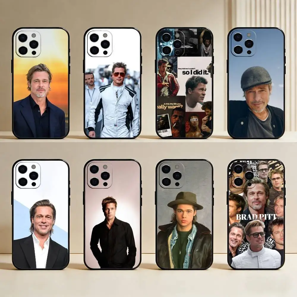 

B-Brad P-Pitt Phone Case For iPhone17,16,15,14,13,12 Plus,Max Soft Silicone Black Cover