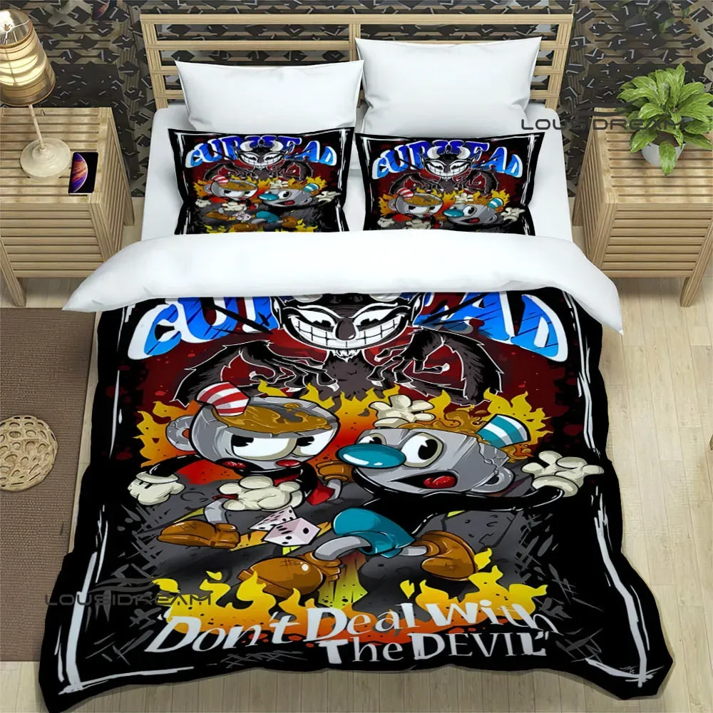 Cuphead cartoon Printed Bedding Sets exquisite bed supplies set duvet cover bed comforter set bedding luxury birthday gift