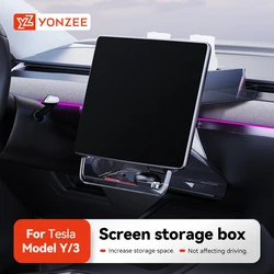 YZ Gizli Ekran saklama kutusu Tesla Modeli 3 Y Highland 2022 2023 2024 Manyetik Magsafe Gizli Büyük Uzay depolama doku kutusu