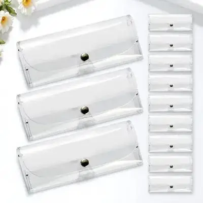 

12Pcs Transparent Hard Eyeglass Cases Compact Durable Travel Storage Sunglasses Glasses Case Scratch Proof Practical