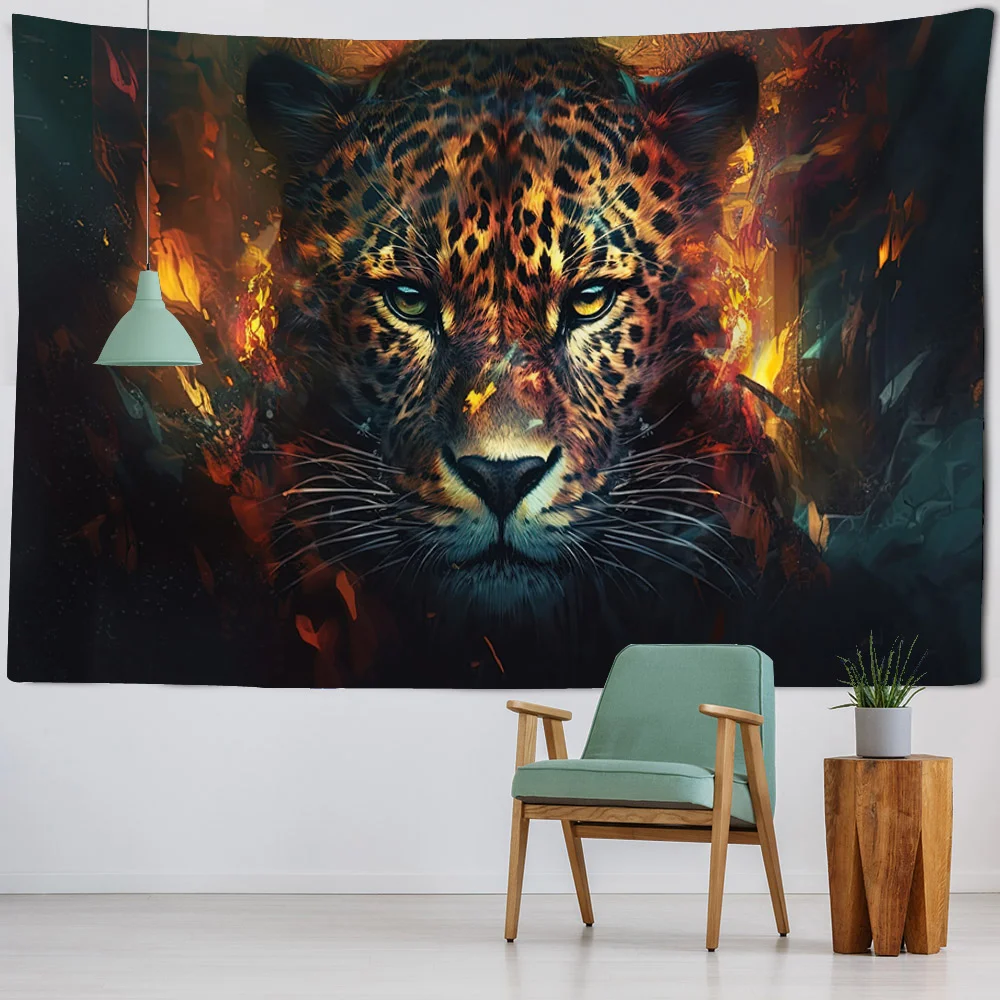 

Starry sky leopard wall tapestry psychedelic animal wall hanging cloth hippie tiger elk bear bedroom decoration sofa bed sheets