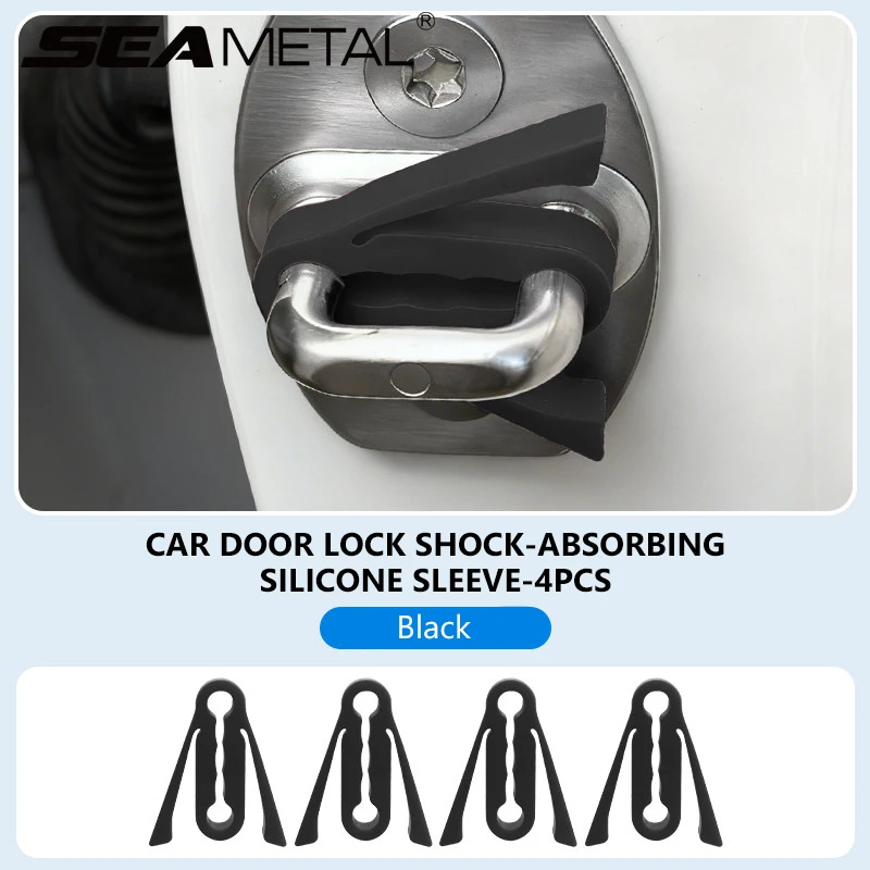 SEAMETAL 4pcs Car Door Lock Shock Pad Silicone Auto Door Lock Protection Cover Force Release Arm Design for Car Truck Door Latch