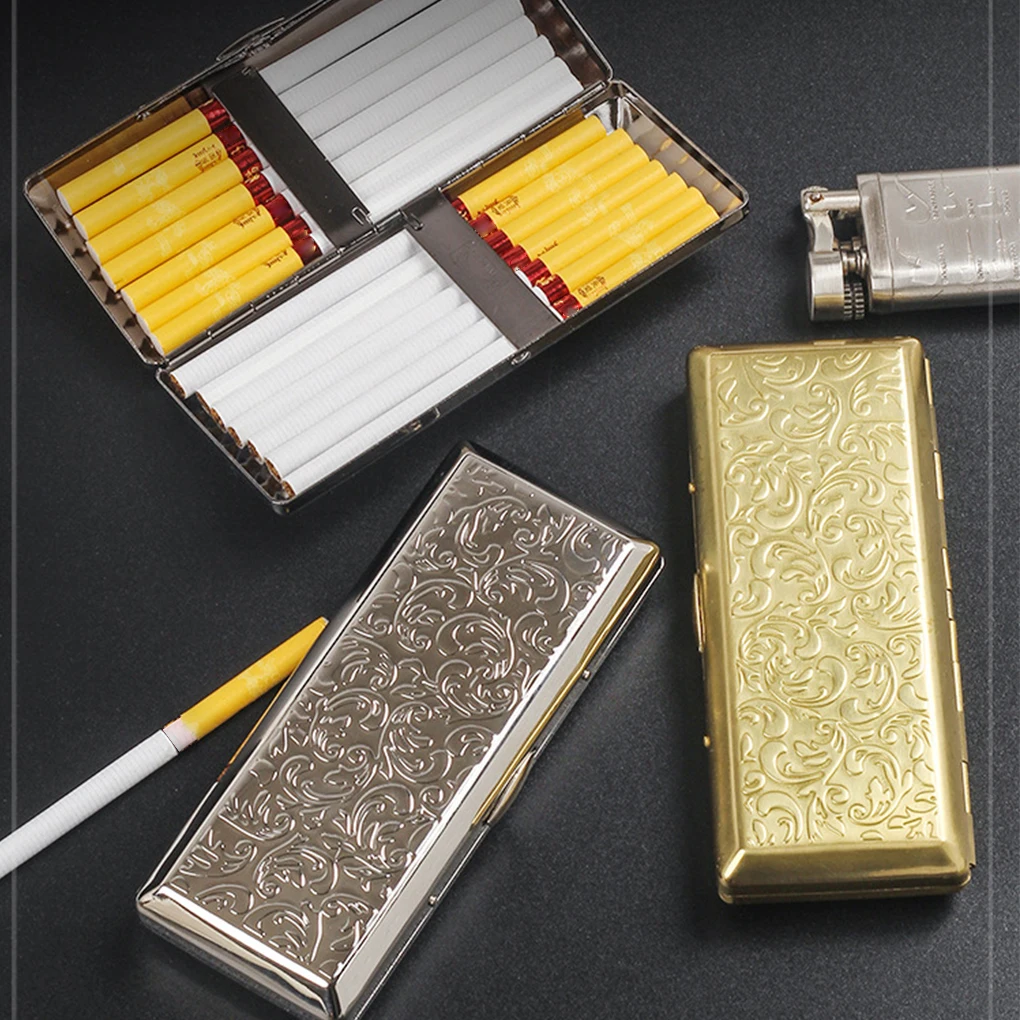 صندوق سجائر نحيف أنيق هدية لعشاق التدخين ملحقات التدخين علبة سجائر محمولة فضية