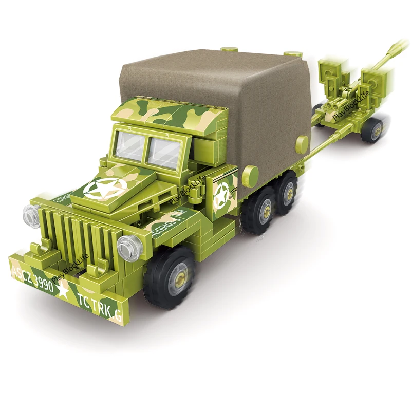 

WW2 Military Model 8-in-1 CCKW-353 Military Truck Collection Ornaments Building Blocks Toys Christmas Gifts