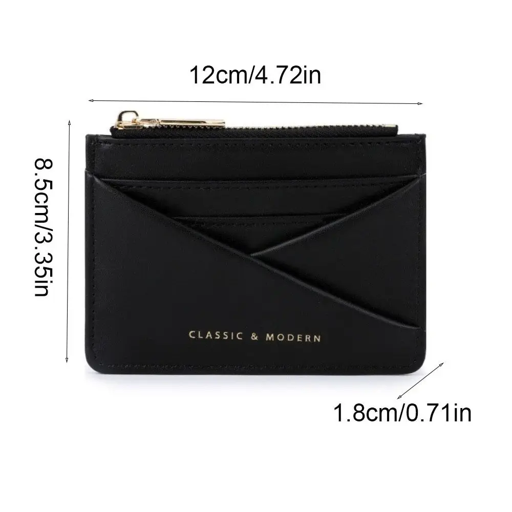 Retro Solid Color Short Wallet Korean Style Clutch Card Bag Ultra Thin Multi-function PU Leather Card Holder Travel