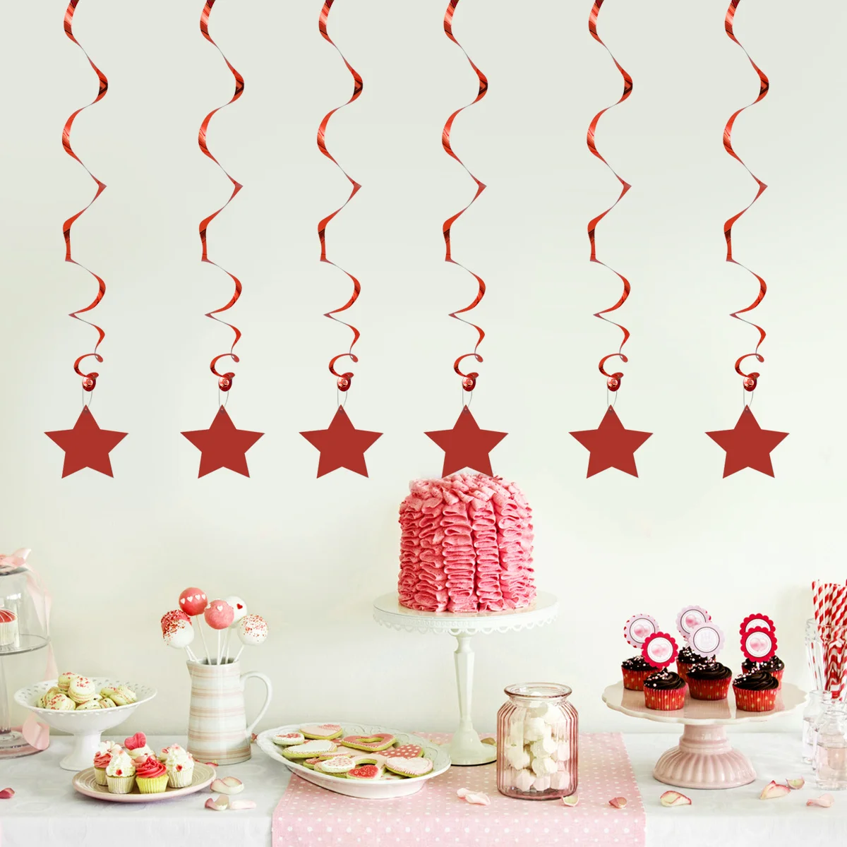 6 قطع من الدوامات المعلقة المصنوعة من مادة PVC الفضية على شكل نجمة زينة حلزونية لتزيين سقف غرفة الحضانة وعطلات المهرجانات