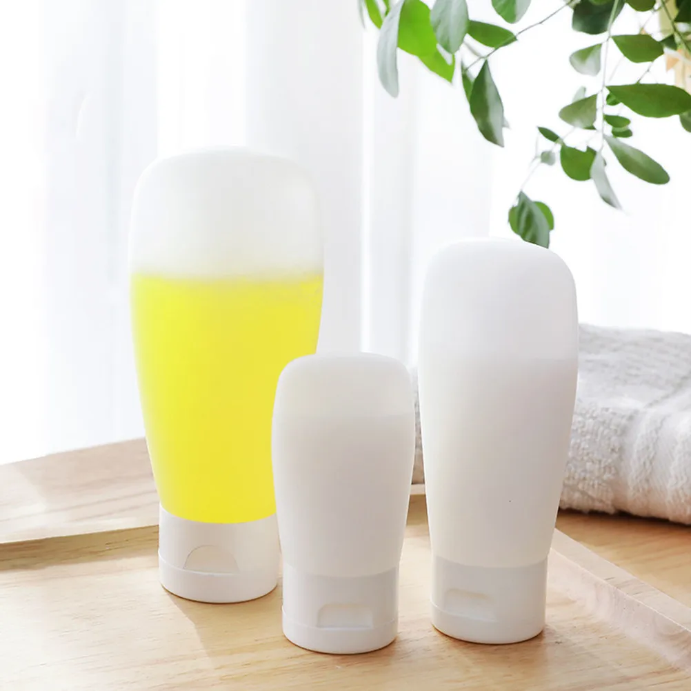 3Pcs White Silicone Subpackaging Bottles Empty Refillable Lotion Bottles Eco Friendly Soft Squeeze Resistant Portable
