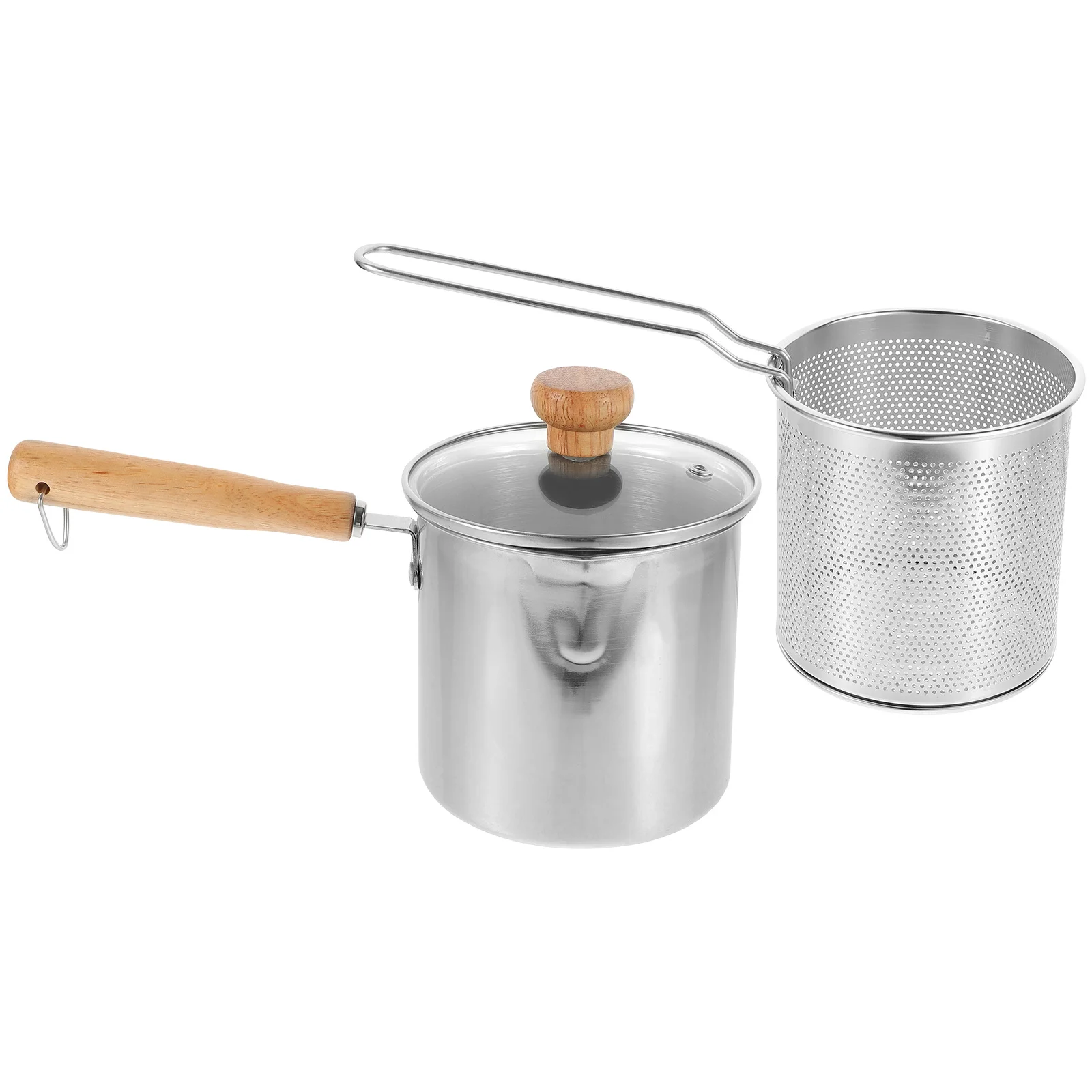 

Stainless Steel Small Frying Pot Ergonomic Handle Easy Clean Multi-Functional Cooking Soup Meat Porridge Tempura Frying