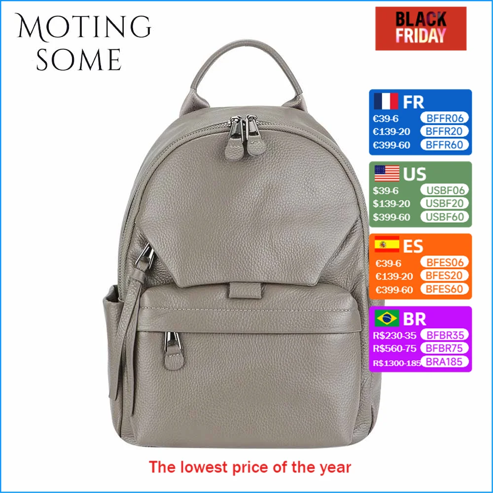 Motingsome Genuine Leather Woman Backpack Simple Style School Back Pack  Ladies Travel Bags Luxury Mochilas Para Mujer 2024 New