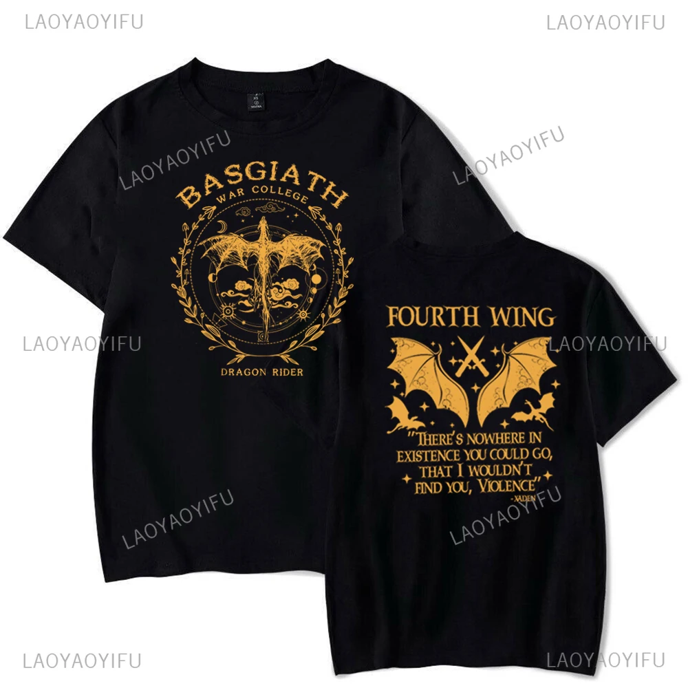 Fourth Wing Shirt Dragon Rider Cotton Tee Basgiath War College Print T-Shirt Violet Sorrengail Xaden Riorson Fantasy Bookish Top