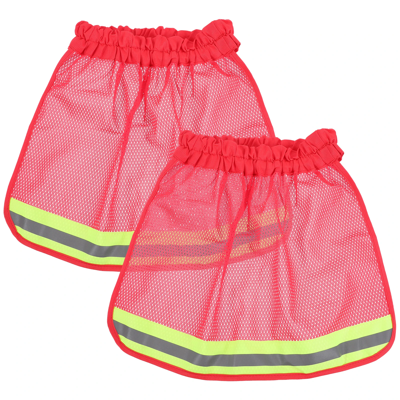 

2 Pcs Safety Hat Neck Guard Chemical Fiber Mesh Sun Shade Protector Lightweight Hard Hat Cover Reflective Strips
