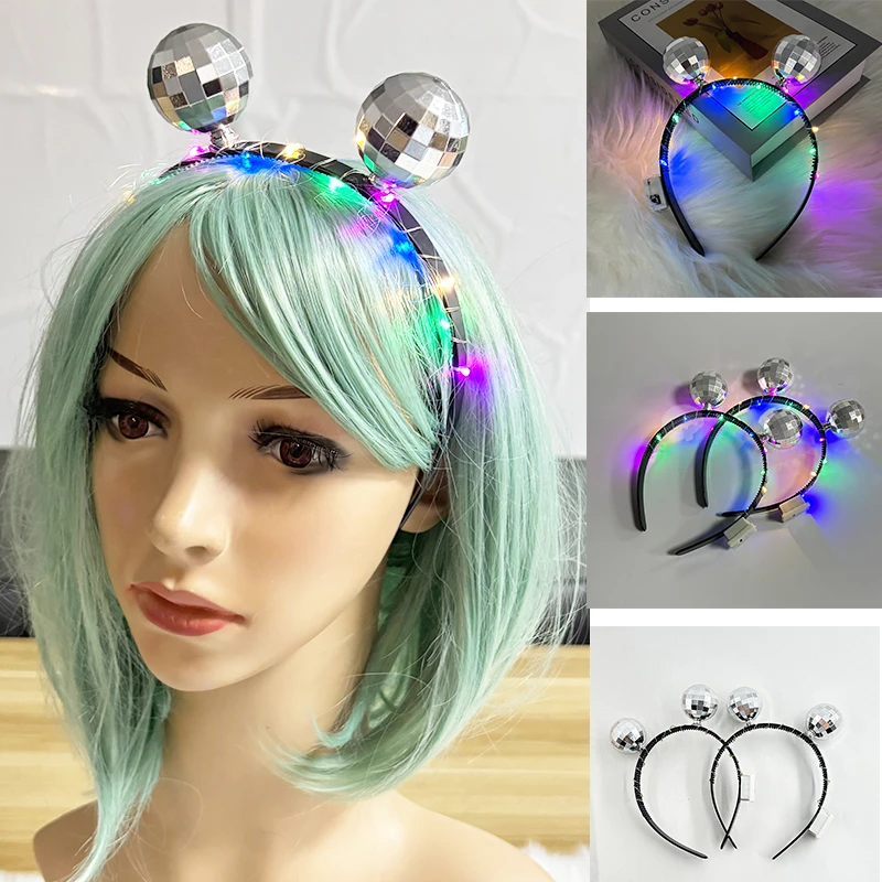

New Headwear For Girls Women Disco Night Headband Bar DJ Dance Props Cute Glowing Headband