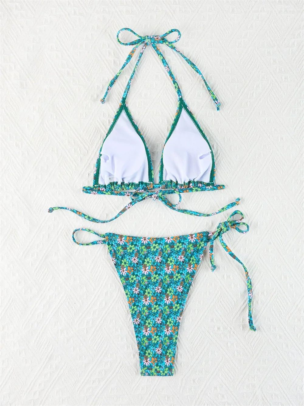 Bikini Floral con cordón triangular, traje De baño sin espalda para vacaciones, traje De baño para mujer, traje De baño separado para playa, traje De baño para mujer