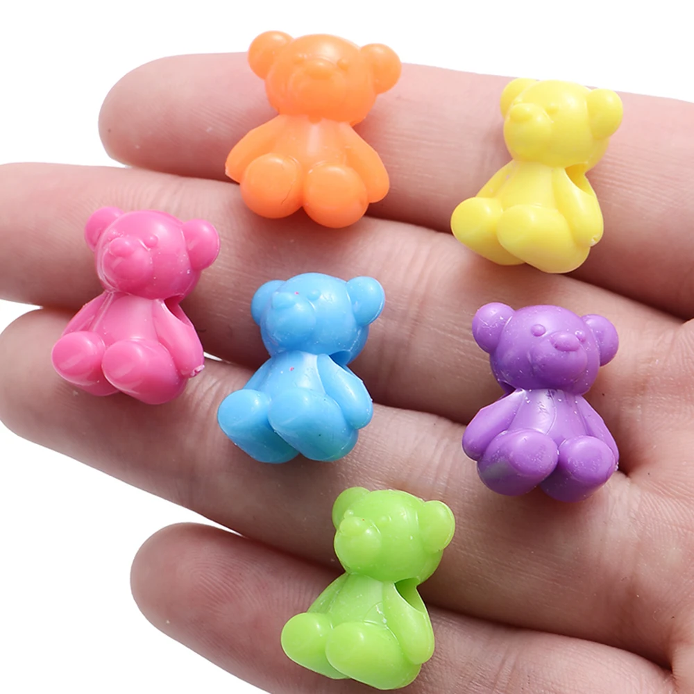 30pcs/Lot Mix Color Cute Bear Shape Acrylic Beads 18x15.5mm Loose Spacer Beads For Jewelry Making Accessories DIY Ornament