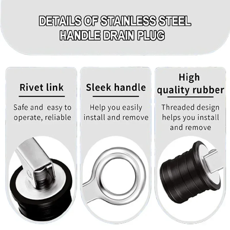 19/25/32mm Marine Drain Plug Adjustable Snap Tight Stainless Steel Drain Plugs Speed Boat Kayak Motorboat Hardware Accessories